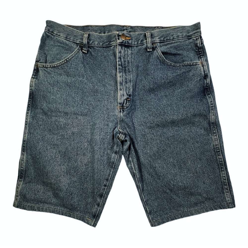 Rustler Men's Bermuda Shorts 38  Denim Medium Wash Blue Rolled/Unrolled Hem